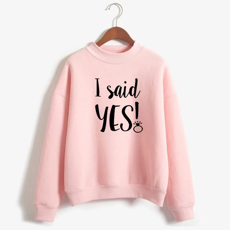 

I Said Yes Bride Diamond Print Women Sweatshirt Korean O-neck Knitt Pullover Thick Autumn Winter Candy Color women Bride Clothes