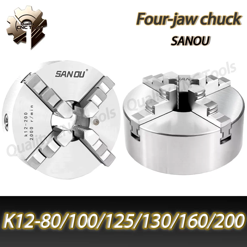 K12-100/125/130/160/200 (4,92/5,12/6,3/7,87/9,84 ft) 4 Backen Selbstzentrierende Drehmaschine Manuelle Spannfutter Für Mechanische Drehmaschine Für Holz Prozess