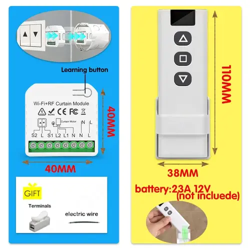 Wifi Rf Curtain Switch Tuya Smart Life Roller Shutter Module 433mhz Transmitter Remote Control Window Blinds Alexa Google Home - Image 6