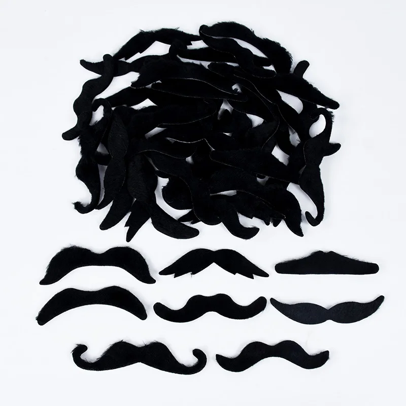 Description Picture 3 of item48PCS Black Fake Moustache Funny Beard Wedding Birthday Party Performance Photobooth Props Halloween Costume Cosplay Mustache