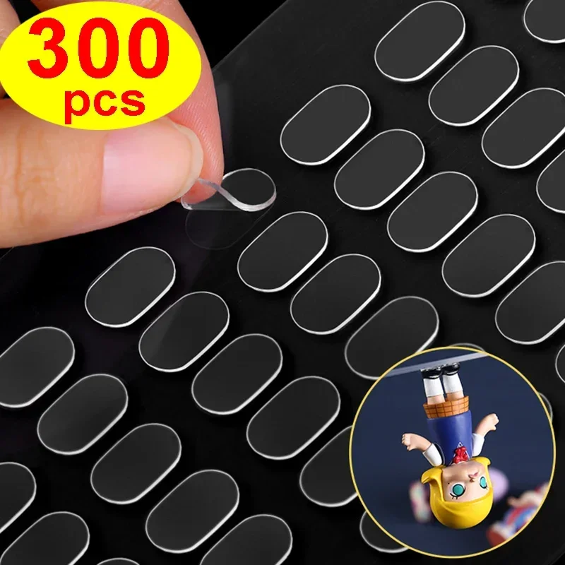 Double Sided Glue Pads 100/300pcs Double-sided Glue Pads Adhesive Sticker for Blind Box Landscape Doll Foot Fixed Glue Transparent Seamless Patch