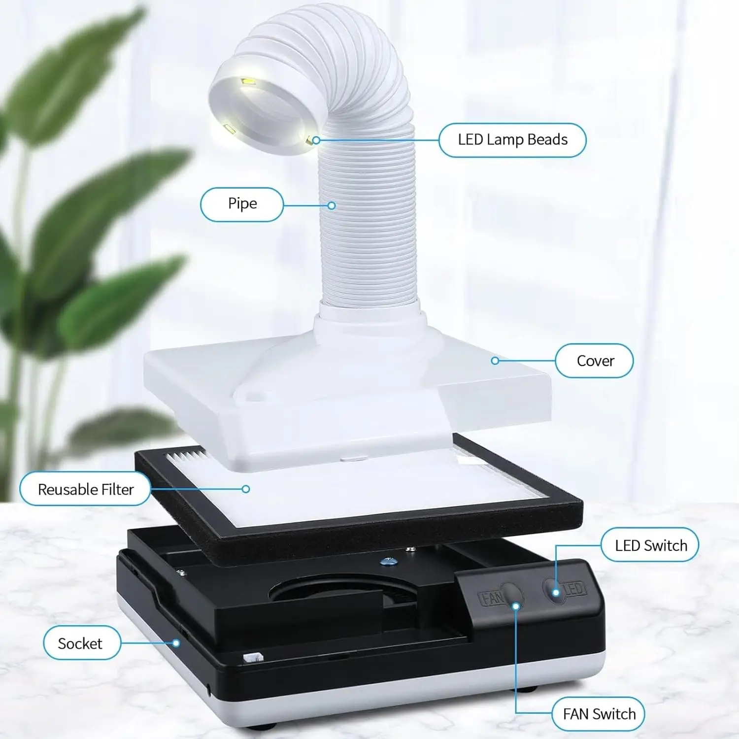 Well CK Dental-Vakuumreiniger 60W LED Staubsammler Extraktor Tragbare Saugmaschine Nagelstaub-Poliergerät Labor-Zahnmedizin-Werkzeug