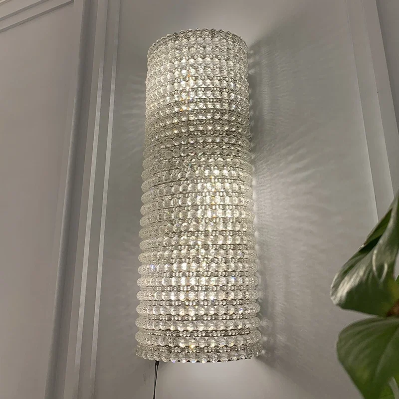 FSS 크롬 Led 벽 램프, 투명 크리스탈 구슬 벽 스콘스, 거실 장식, 계단 거울 조명, 인테리어 벽 조명