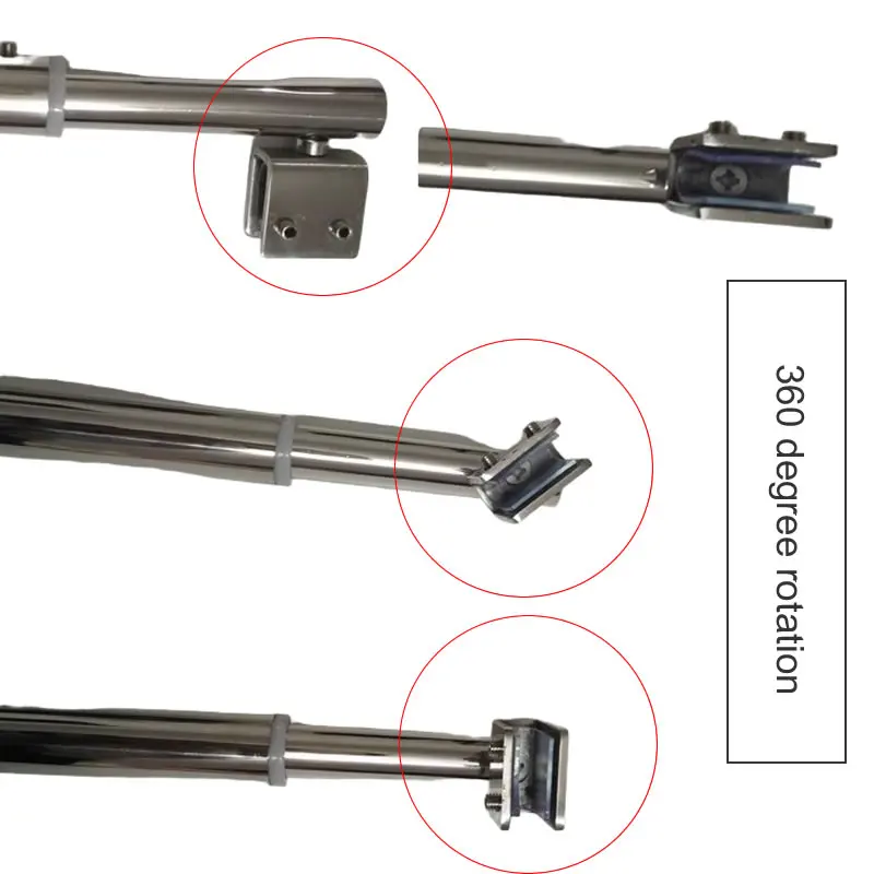 Stainless Steel Clips Shower Glass Door Fixed Rod Clamp Bathroom Glass Support Bar Adjustable Length