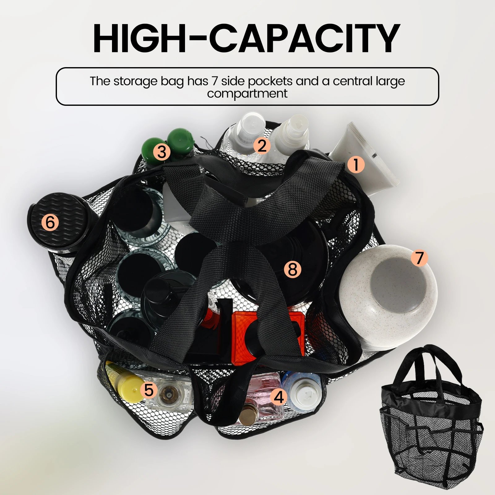 Mesh Portable Shower Caddy Bag for Bathroom Outdoor Camping