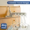 Portable Foldable Travel Hanger Folding Clothes Drying Rack Travel Hangers Hanging Rack with 5 Holes for Hotel Camping Travel 1