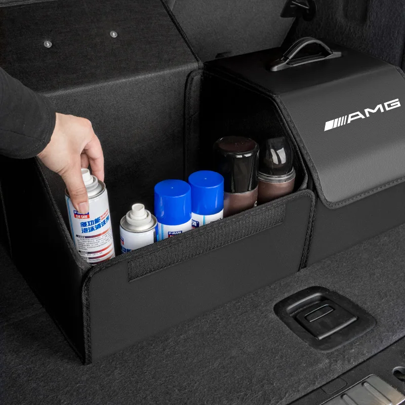 메르세데스 벤츠 AMG GLE GLS CLA CLE GLC CLS GLA 타이어 밸브 캡용 휴대용 자동차 트렁크 정리함 가죽 여행용 수납함
