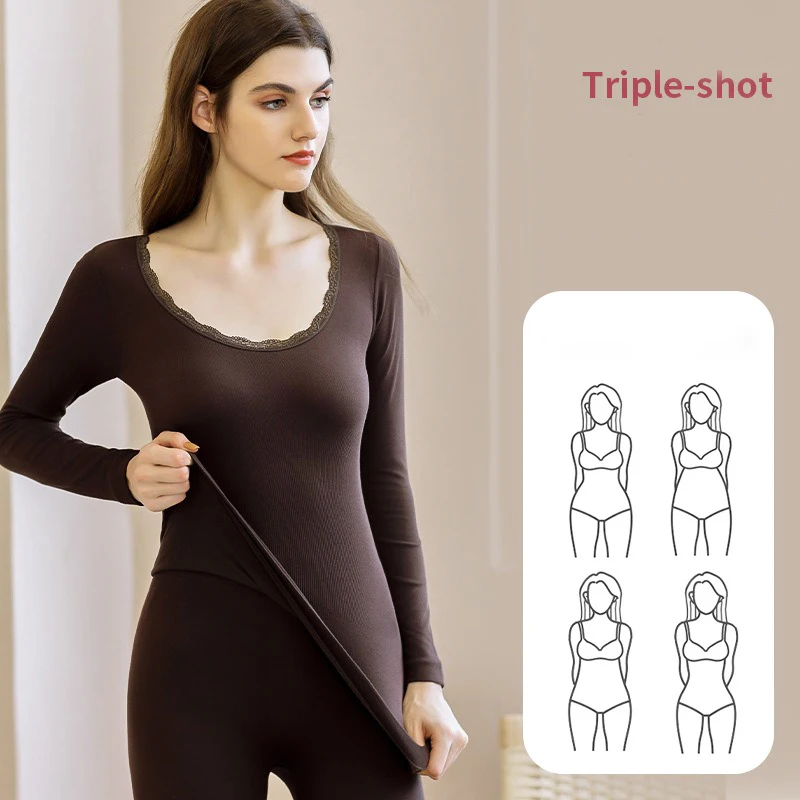 New Thermal Underwear Female Thin Models Slim Body Beautiful Cotton Fall Clothes Pants Set Seamless Inner Wear Pepsi Underwear