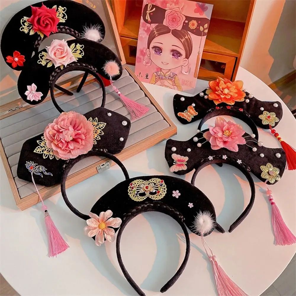 Tassel Pearl Flower Chinese Antique Headdress Chinese Style Headwear Hanfu Hair Hoop Ancient Style Headwear Antique Headband