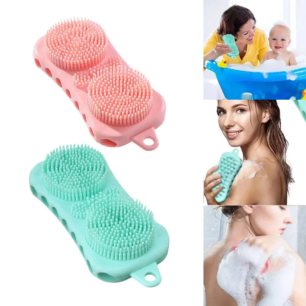 Silicone Bubble Brush Exfoliating Dry Skin Body Massage Cleaning Tool Double-Sided Silicone Scrubber Brush For Bath J5O9 1 pc natural bristle bath brush exfoliating wooden body massage shower brush spa woman man skin care dry body brush