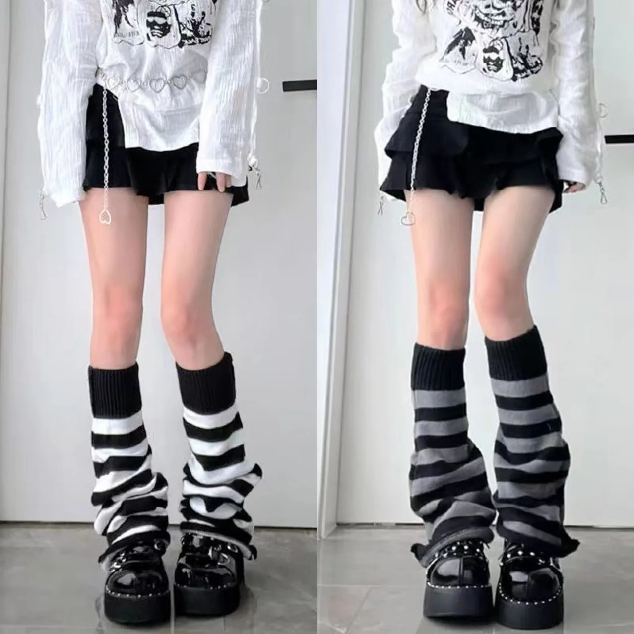Description Picture 6 of itemWide Leg Socks Summer Soild Long Tube Covering The Legs Sock Girl Japanese Horn-leg Sleeves Medium Tube Jk Calf Socks Leg Warmer