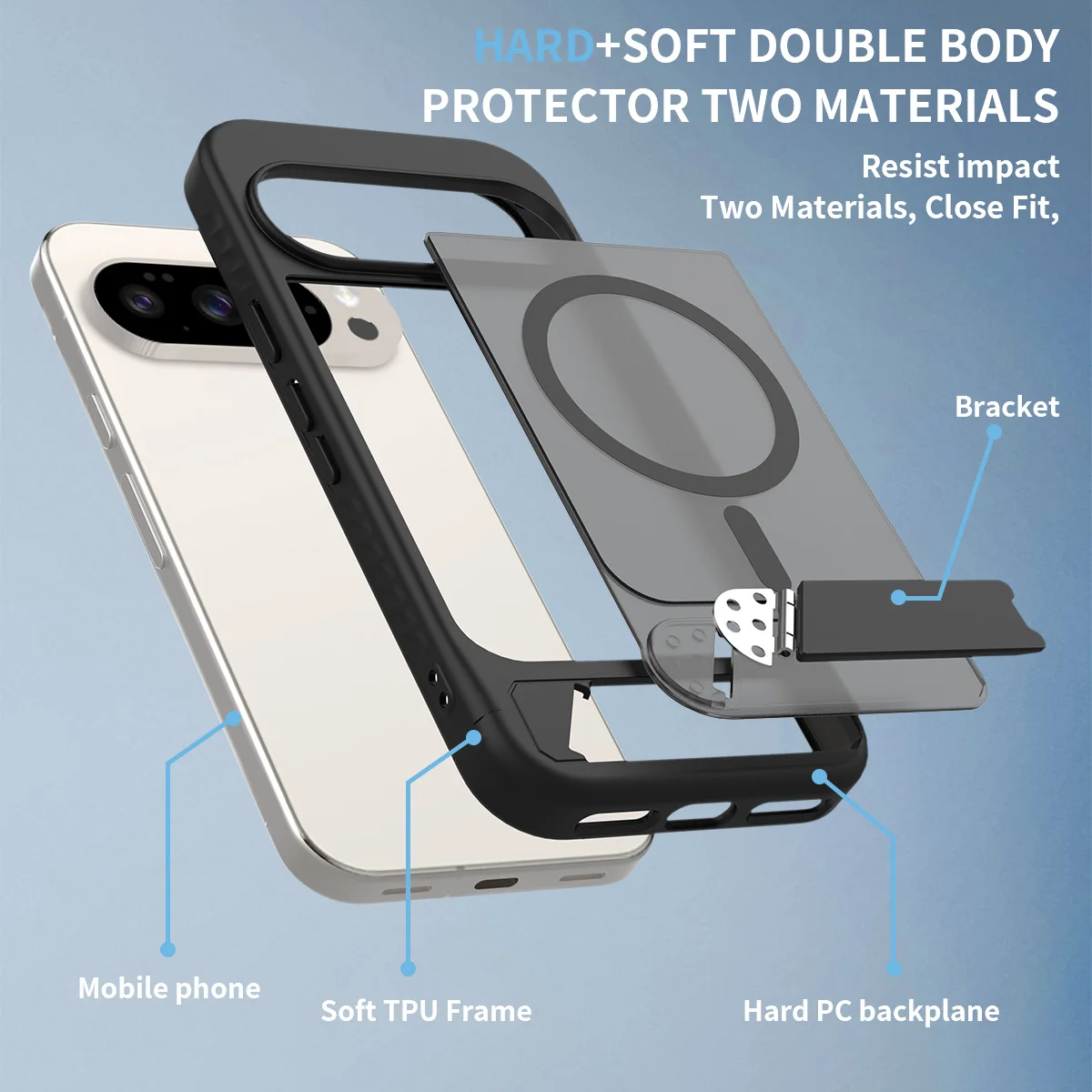 Magsafe Armor Shockproof Matte Phone Case with Magnetic Wireless Charging Stand