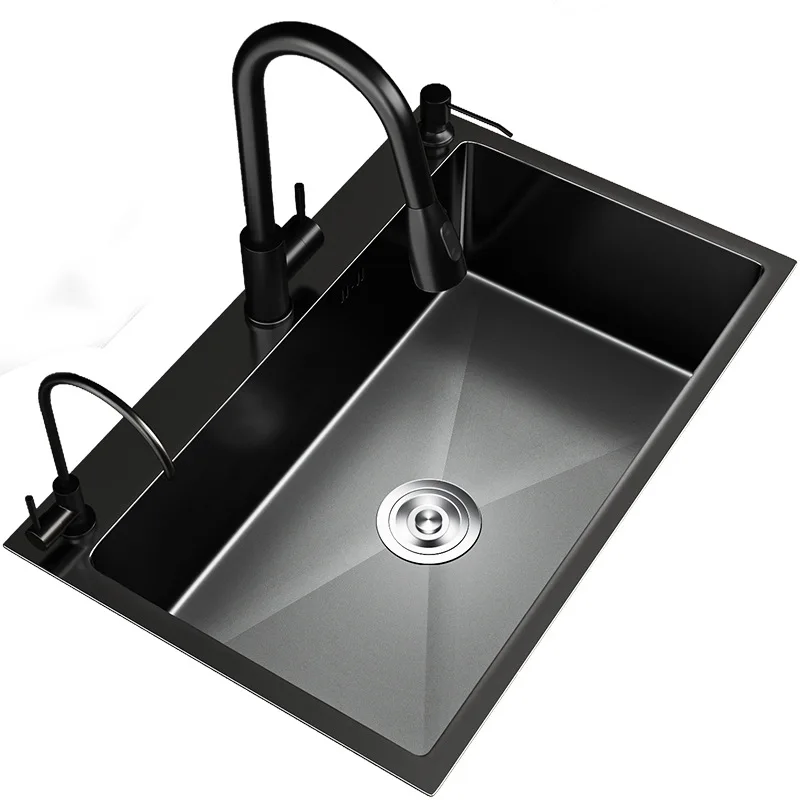 Set De Vidange Noir RAL 9005 - Laiton - Avec Filtre à Cheveux - Pour Lavabo/évier