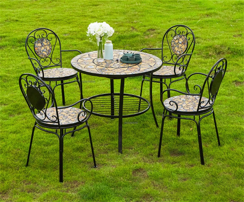 Description Picture 6 of itemOutdoor Patio Barbecue Table and Chairs Combination European Style Iron Garden Sets Home Outdoor Garden Leisure Grilling Table