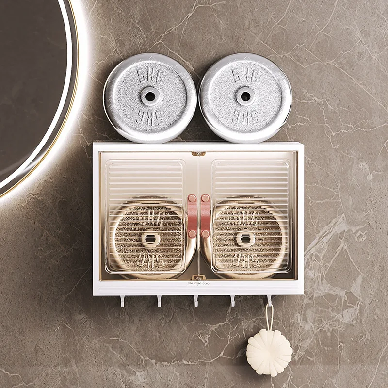 Bathroom wall-mounted storage box Toiletry-skincare products perforation-free storage rack Household dustproof storage box 2