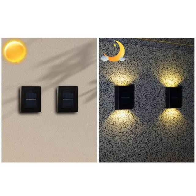 Napenergia Fali Lámpák Vízálló Napelemes Fedélzet Fel És Le Világítás Alkonyat - Hajnali Led -Es Fény A Folyosó Tornác Kerti Udvarra - Image 5