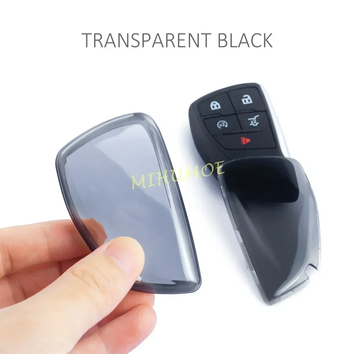 Black Transparent Smart Car Key Fob Case Cover with Keychain
