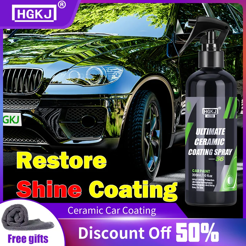 Car Wax Ceramic Coating Crystal High Protection 3 In 1 Car Polish  Hydrophobic Coating Paint Care Spray Hgkj S6 Auto Detailing