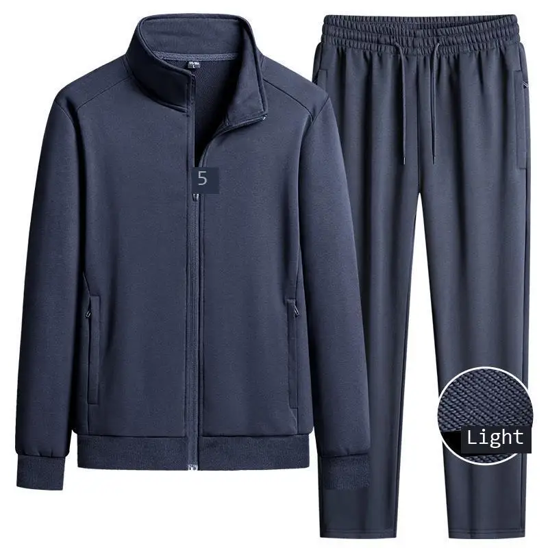 Spring Autumn Pure Cotton Stand Collar Sports Suit Set Thin Casual Workout  Men's Sweatshirt Jack And Pant Suit Two Piece Set view 2