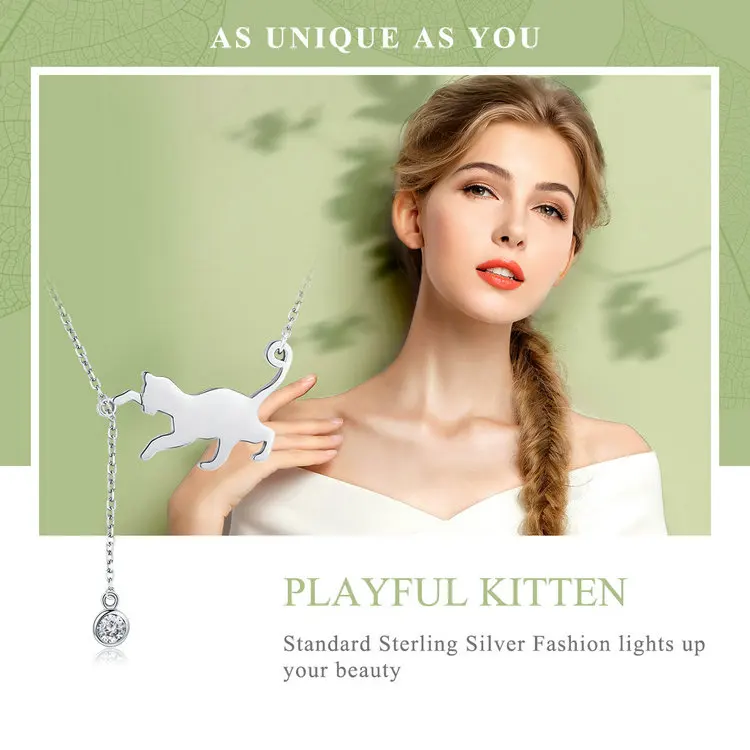 Real 925 Sterling Silver Cute Cat Animal Jewelry Set Pet Ring Necklace Earrings for Women Party Original Fine Jewelry - PeticaDeals