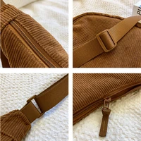 Solid Color Corduroy Women's Hobos Shoulder Bag Retro Casual Female Crossbody Bags Ladies Daily Travel Handbags Messenger Bag - Image 6