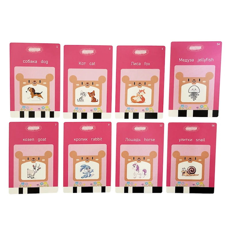 Russian English Taking Flash Cards 112 PCS Teach & Learn Basic Russian Alphabet Words Bilingual Russian Books for Kids 4