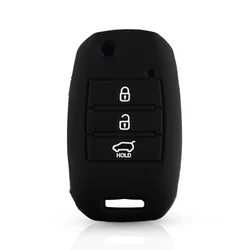 Dandkey 3 - Button Silicone Flip Folding Key Case - Durable Protective Remote Cover (Black)