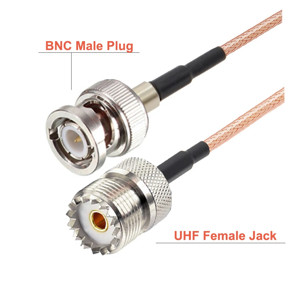 Фото Кабель BNC со штекером UHF SO239, гнездовой разъем, Джампер Pigtai 50 Ом, антенный кабель RG316 для любительского радио, радиосканер 15 см-10 м №2