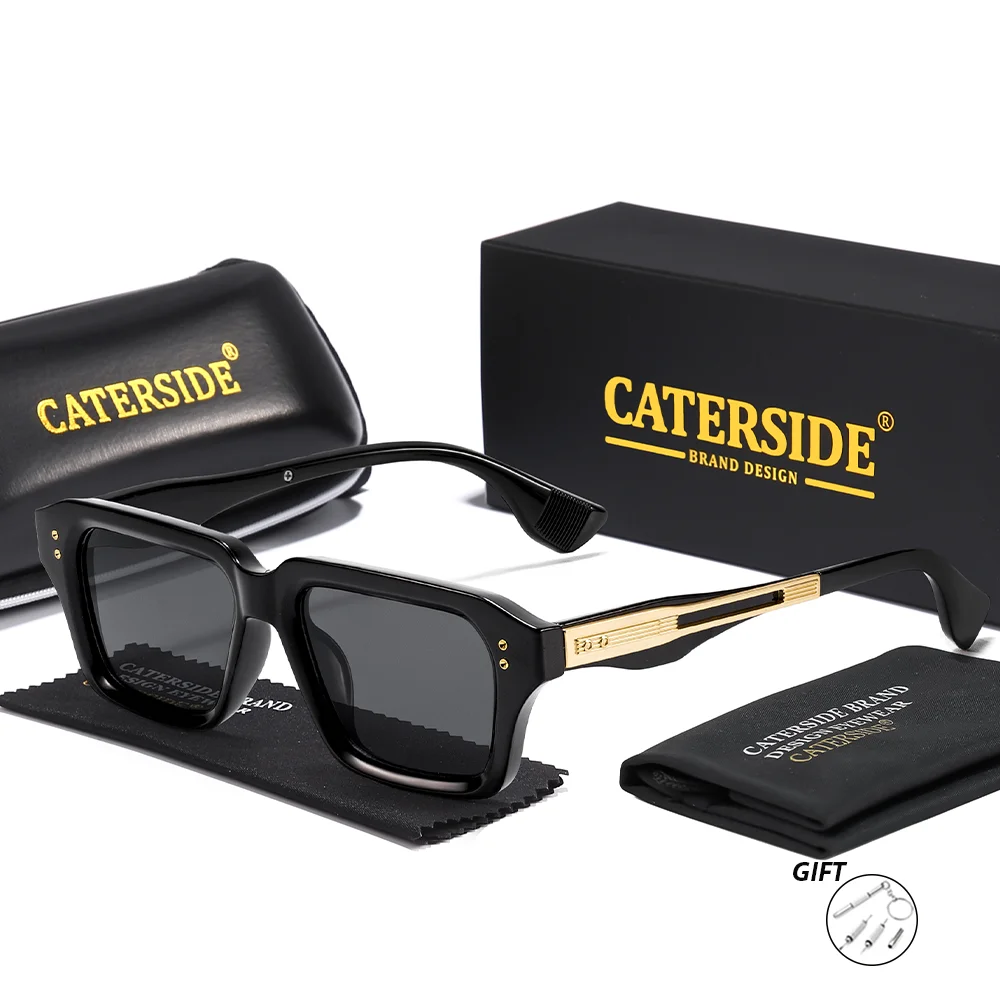 CATERSIDE Neue Vintage-Sonnenbrille für Herren mit quadratischer Form, individuell anpassbare optische Sonnenbrille für Damen, UV400-Schutz – Detail 6