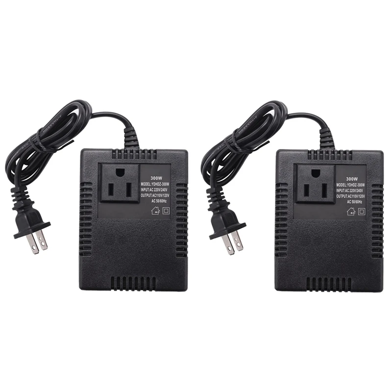 

2X 300W 220/240V To 110/120V Ac Step Down Travel Voltage Transformer Converter Us Plug