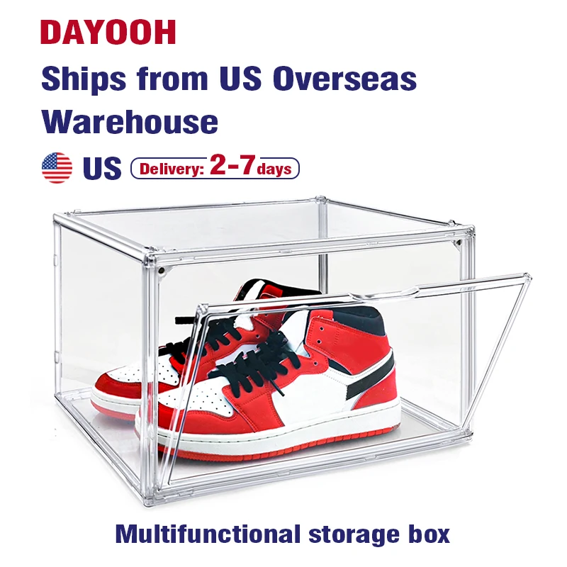 Thicken Acrylic Shoe Storage Cabinet Clear Shoe Box Stackable Magnetic Open Sneaker Rack Shoes Organizer