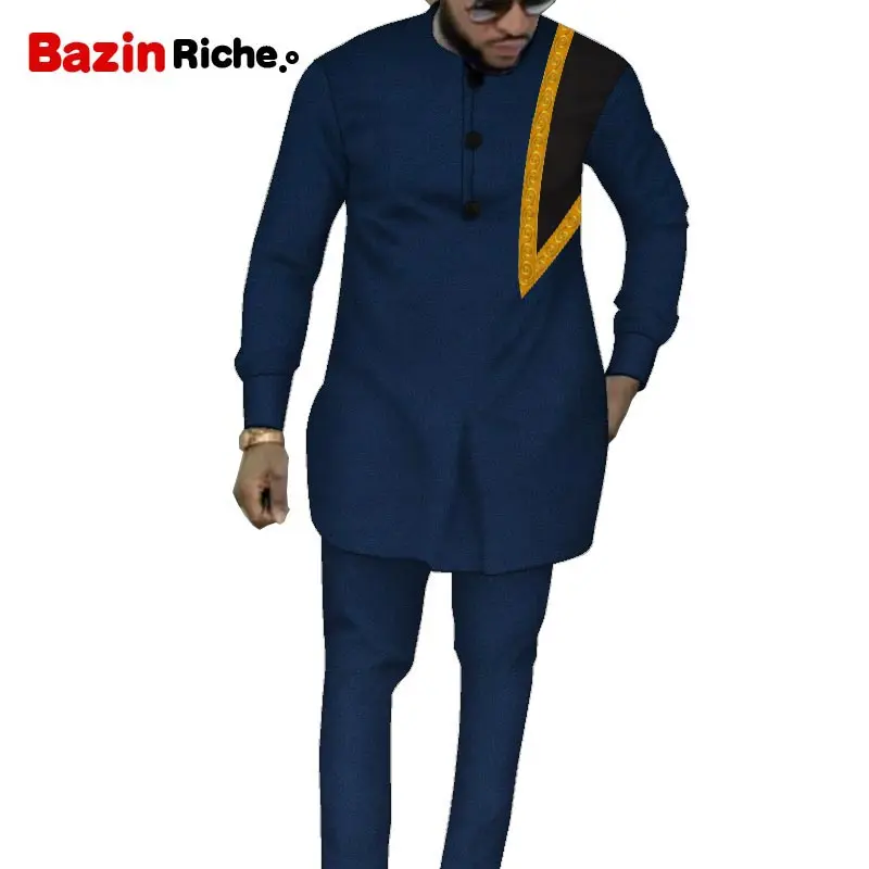 african suit African Men Clothes Suit Dashiki Mens Top Pant 2 Pieces Outfit Set Riche Shirt With Trouser WYN1317 africa dress Africa Clothing