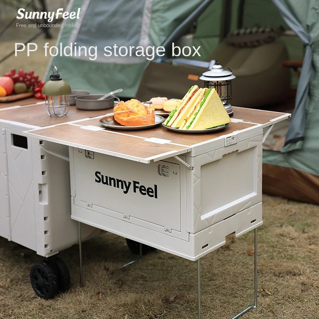 1 pc White Outdoor Camping Storage Box, Portable Large Capacity Folding Box,  Multifunctional Storage Box For Outdoor Camping Travel,Family Car Trunk Storage  Box