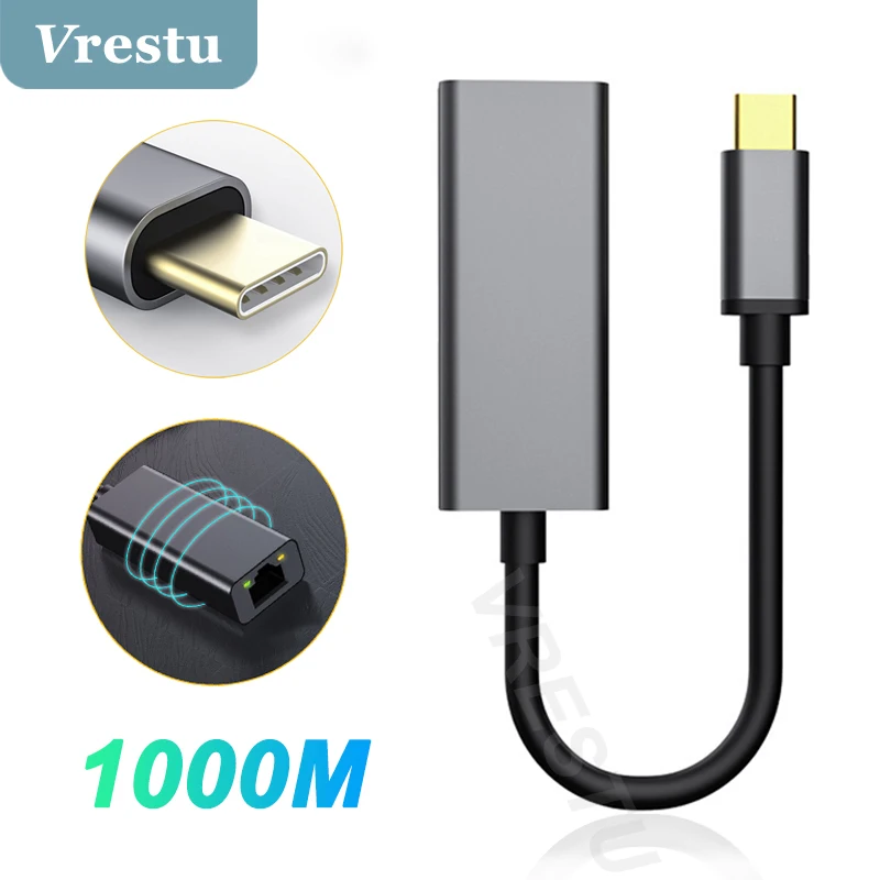 

Ethernet-адаптер USB Type C, сетевая LAN-карта USBC на RJ45, 1000 Мбит/с