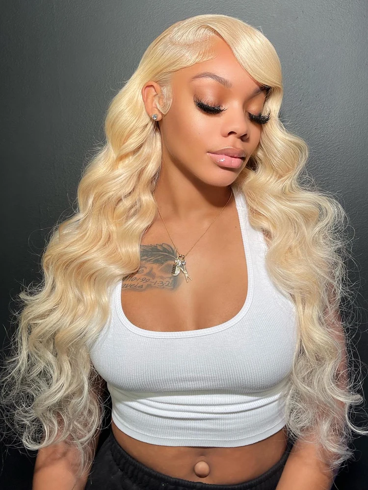 

13x6 Lace Frontal Blonde 613 HD Body Wave Lace Front Human Hair Wigs 4X4 Glueless Wear Go 13X4 Frontal 180 Density 40 Inch Wig