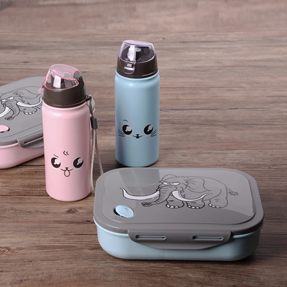 2PCS-Stackable Leakproof Bento Box, Reusable Spoon and Thermos Cups – Ideal for School, Office & Kitchen Organization