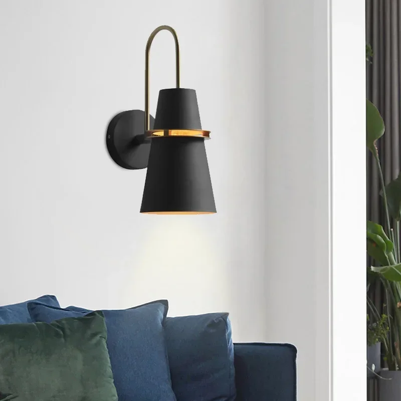 

Nordic LED indoor wall lamp Macaron bedroom living room hotel corridor creative wall lamp bedside lamp horn wall light