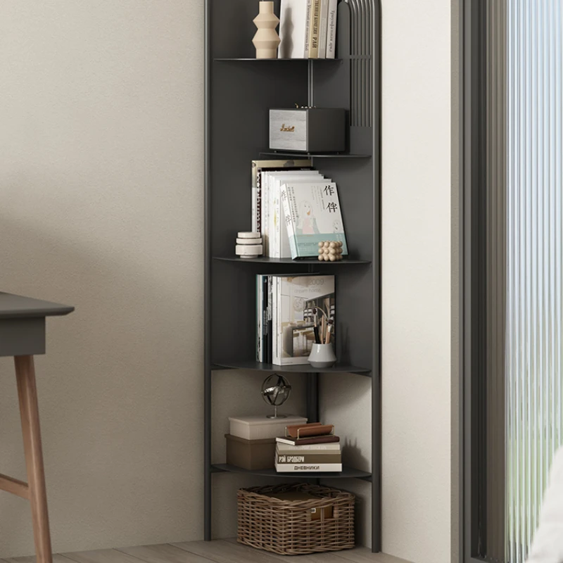 

Nordic wall corner cabinet storage shelf bookshelf multi-layer iron storage triangle cabinet