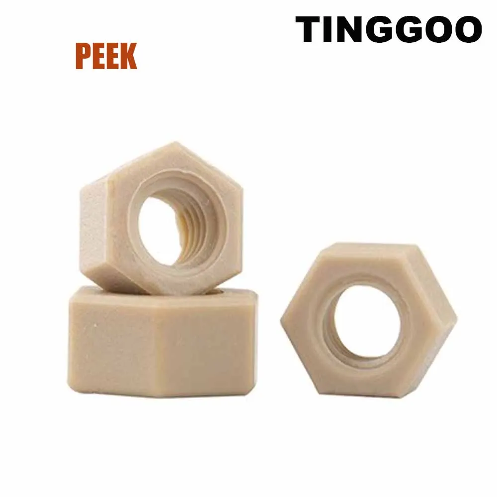 1pc M2 M2.5 M3 M4 M5 M6 M8 M10 M12 M14 M16 M20 PEEK High-strength High-temperature Resistant Insulation Plastic Hex Hexagon Nut