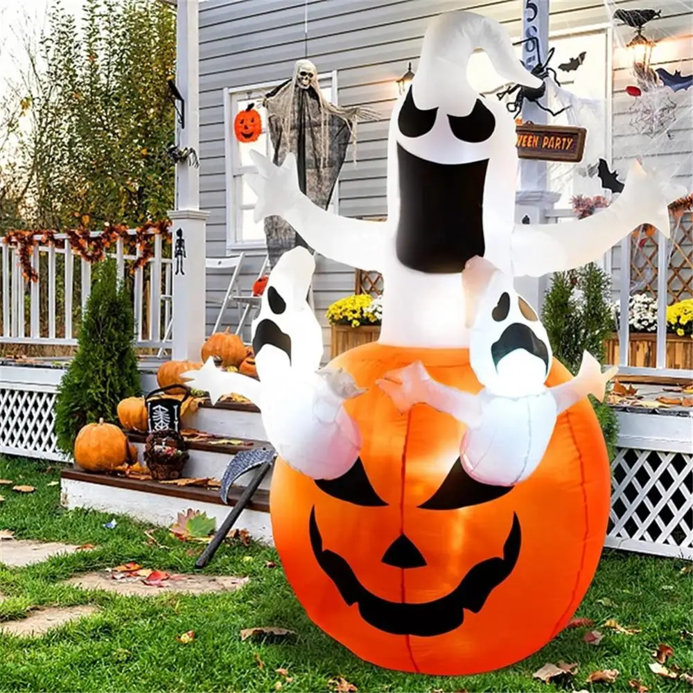 

Outdoor Toys Creative 3 Ghost Blow Up Pumpkin With Led Lights Inflatable Home Ornament Garden Decoration Household Horror Prop