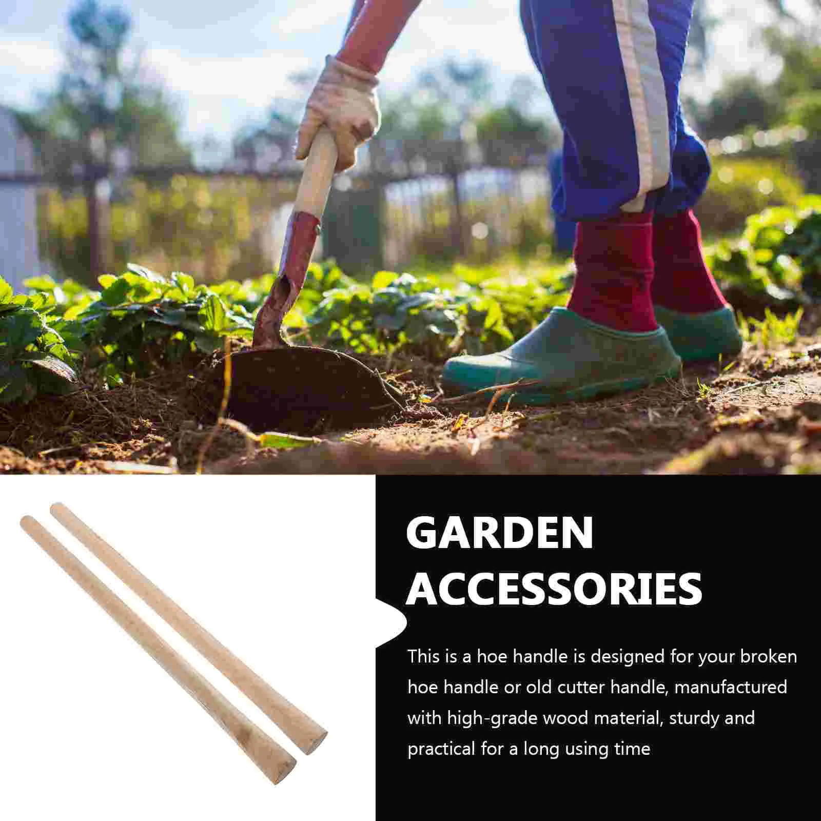 2 Pcs An Fittings Solid Wood Handle Garden Accessories Hoe Long Ax Replacement Hammer Replacements Staff 5