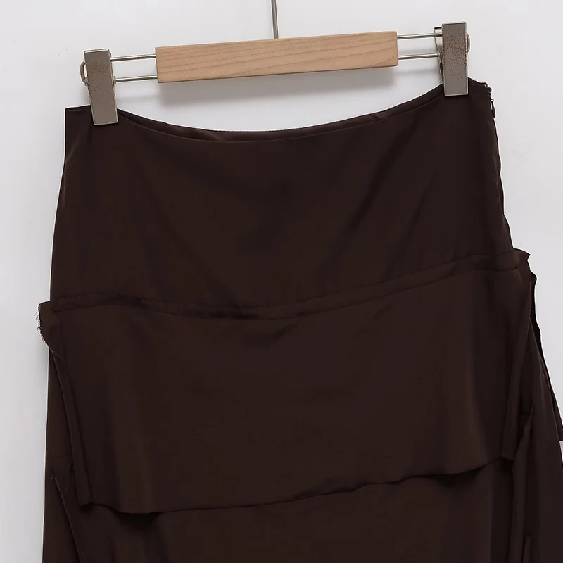 Ruffles Pleated Long Skirts For Women Fashion 2025 New Elegant Midi Skirt High Street Casual Chic Party Skirts Mujer