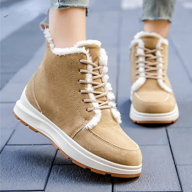 New Wedges Snow Ankle Boots Winter Casual Warm Side Zipper Platform Shoes for Women Plush Non Slip Female Footwear Botas Mujer