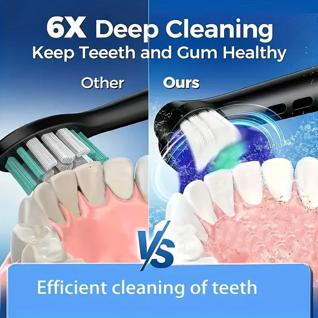 Electric Rotating Toothbrush Deep Clean Whitening Teeth for Adult Ultrasonic Toothbrush with 4/8pcs Refill Replacement Heads 4
