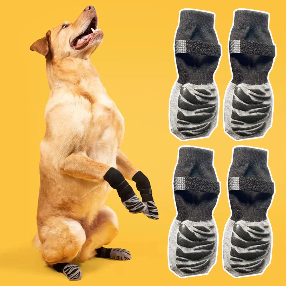 

4Pcs/set Pet Dog Shoes Small Cats Dogs Cotton Socks Non-slip Dog Rain Warm Anti Drop Boots Dog Paw Protector Footwear