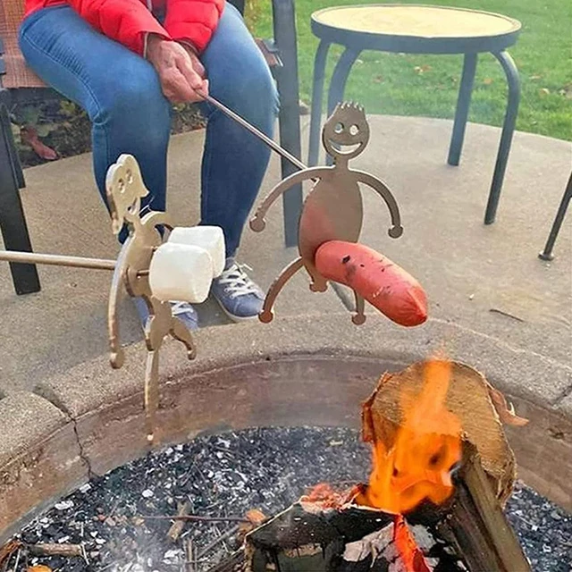 Hordozható Bbq Rozsdamentes Acél Grill Állvány Vicces Fiú Hot Dog Kolbász Tartó Forma Pörkölt Szerszám - Image 2