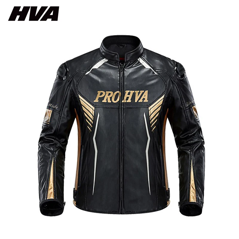 HVA Motorcycle Men's Protective Gear Reflective Riding Jacket Retro Cruise Leather Leisure and Leisure Motorcycle Clothing