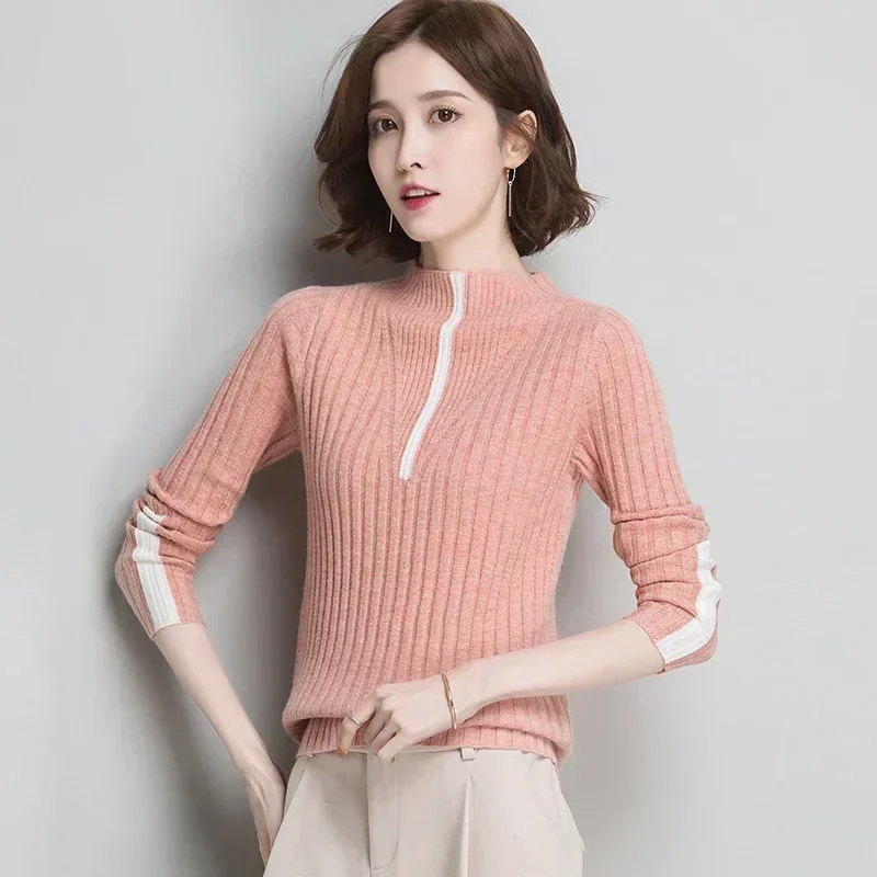 

New womens high-necked knitted cashmere sweater gray22