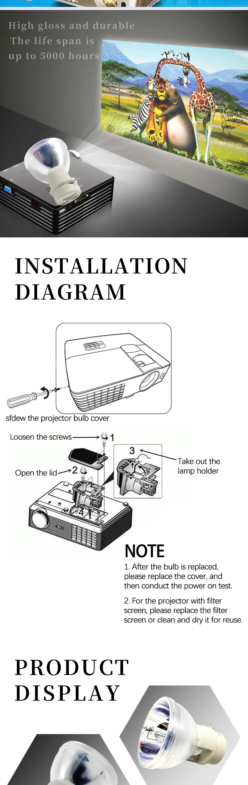Description Picture 4 of itemP-VIP 240/0.8 E20.9 Projector Lamp 5J.J7L05.001 5J.JEE05.001 for BENQ W1070 W1080ST HT1075 HT1085ST W1070+ W1080ST+ i700 MX662