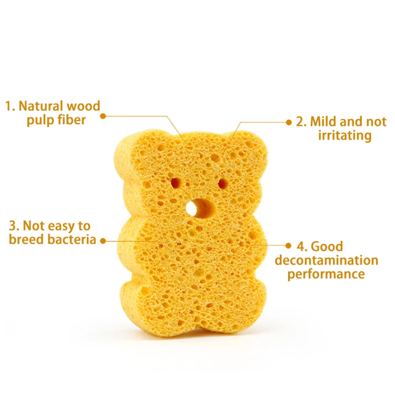 Beavorty Baby Bath Sponge Infant Bath Sponge with Bear Shaped Skid Pro –  BABACLICK